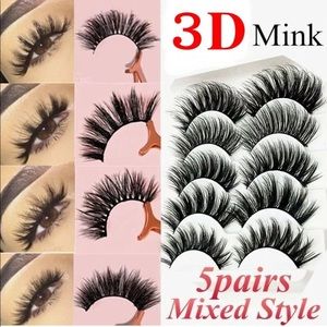 5 Pairs Mink Hair False Wispy Long Eyelashes